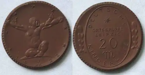 Seltene Porzellan Medaille Dt. Kinderhilfe Leipzig 1922 (112798)