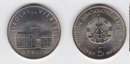 DDR Gedenk Münze 5 Mark Berlin Nikolai Viertel 1987 Stempelglanz (136902)