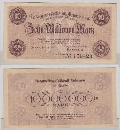 10 Millionen Mark Banknote Bergwerksgesellschaft Hibernia in Herne 1923 (135767)