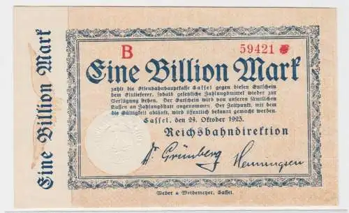 1 Billionen Mark Banknote Reichsbahndirektion Cassel 24.10.1923 (135919)