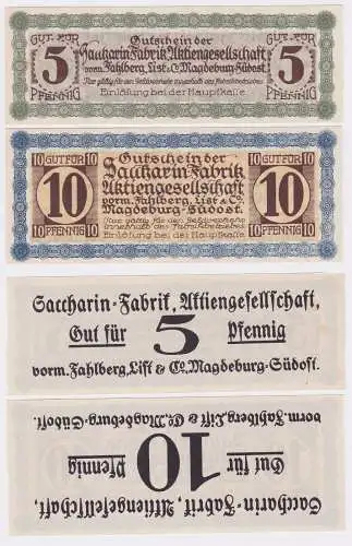 5 & 10 Pf Banknote Notgeld Sacharin Fabrik Magdeburg vorm.Fahlberg List (120379)