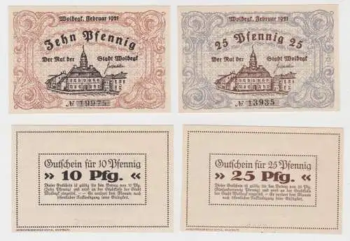10 + 25 Pfennig Banknote Stadt Woldegk Februar 1921 (136963)