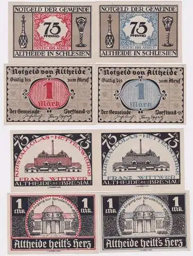 4 Banknoten Notgeld Gemeinde Altheide Polanica Zdroij o.D. 1921 (120915)