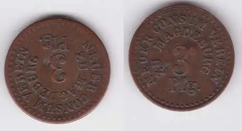 3 Pfennig Kupfer Wertmarke Neuer Consum-Verein zu Magdeburg  (123958)