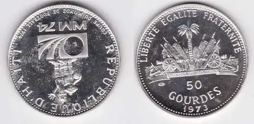50 Gourdes Silber Münze Republique D´Haiti Fußball WM 1974 (125448)