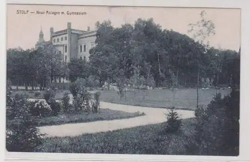 77520 Feldpost AK Stolp in Pommern - Neue Anlagen mit Gymnasium 1919