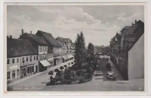 36401 Ak Oschatz in Sachsen - Altmarkt mit Geschäften 1934