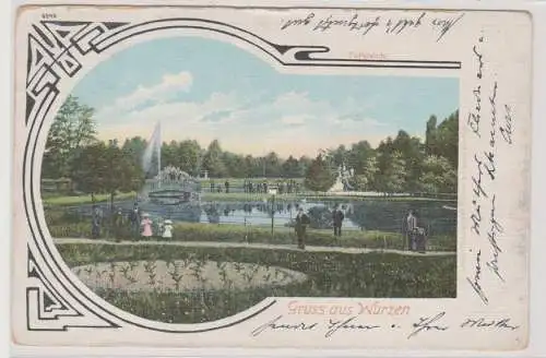 20862 Rahmen Ak Gruss aus Wurzen - Park mit Blick auf den Parkteich 1904