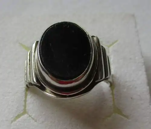 hochwertiger 835er Silber Ring Siegelring mit Onyx Stein (110606)