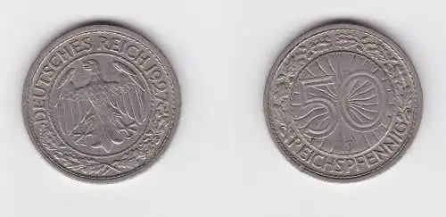 50 Pfennig Nickel Münze 1927 J Jäger 324 ss+ (132726)