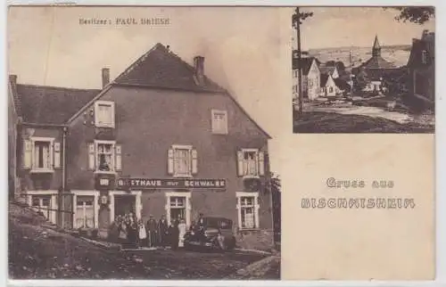 99458 AK Gruss aus Bischmisheim - Gasthaus zur Schwalbe, Bes. Paul Briese 1939