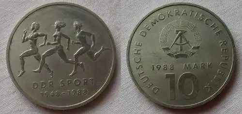 DDR Gedenk Münze 10 Mark 40 Jahre DDR Sport 1988 (105758)