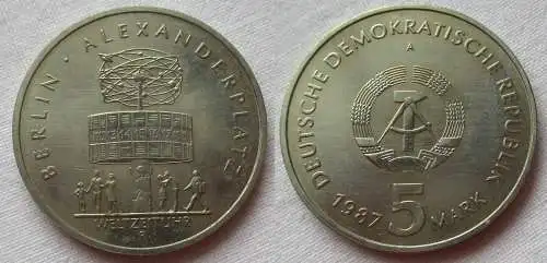 DDR Gedenk Münze 5 Mark 750 Jahre Berlin Alexanderplatz 1987 Stgl. (104833)