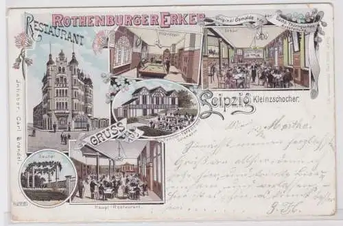 72454 Ak Gruß aus Leipzig Kleinzschocher Restaurant Rothenburger Erker um 1900