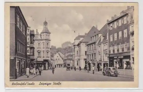 55777 Feldpost AK Weißenfels /Saale Leipziger Straße mit Geschäften 1940