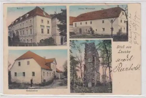 67973 Mehrbild Ak Gruß aus Lauske Restauration, Schloß usw. 1908