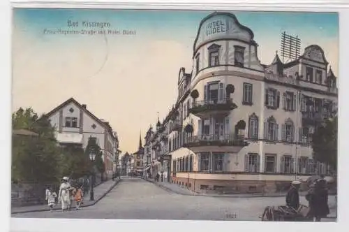 28839 Feldpost Ak Bad Kissingen Prinz Regenten Straße mit Hotel Büdel 1918