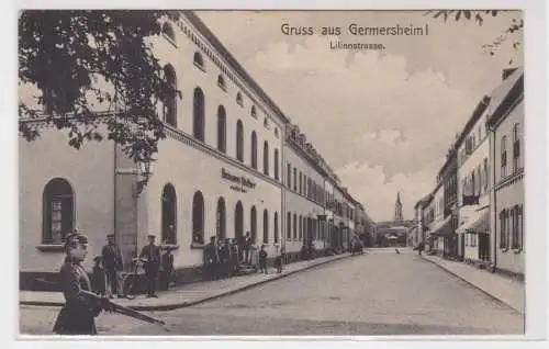 72161 Ak Gruß aus Germersheim! Lilienstraße mit Bierbrauerei Otto Peter 1906