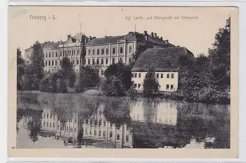 93381 AK Freiberg in Sachsen - Kgl. Lands- und Amtsgericht mit Teichpartie