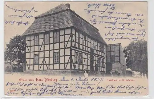 93387 AK Gruss aus Haus Nienburg - Gatshaus von H. Schütte 1907