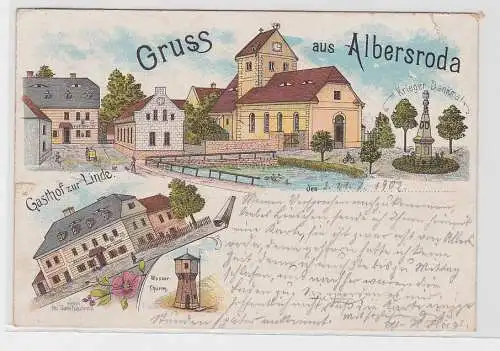 76419 Ak Lithographie Gruß aus Albersroda Gasthof zur Linde 1902