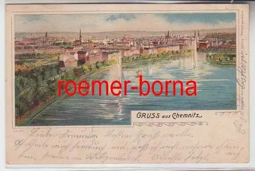 69318 Künstler-Postkarte Gruss aus Chemnitz 1899