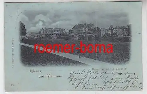 77164 Mondscheinkarte Gruss aus Grimma Blick vom unteren Bahnhof 1898