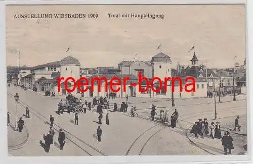 75709 Ak Ausstellung Wiesbaden 1909 Total mit Haupteingang