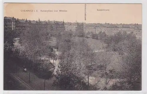 89140 AK Chemnitz in Sachsen - Kaiserplatz von Westen mit Kaiserstrasse um 1910