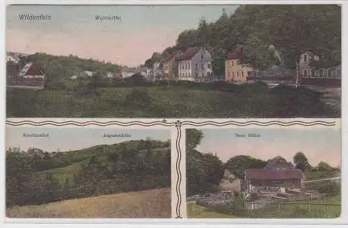 89504 AK Wildenfels - Weinleithe, Neue Mühle, Karolinenhof & Augustushöhe 1908