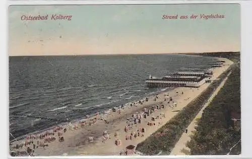 93360 AK Ostseebad Kolberg - Strand aus der Vogelschau 1911