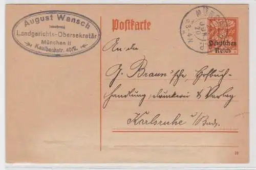 97672 DR Ganzsachen Postkarte P124 gestempelt München 1920