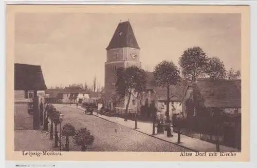 95969 Ak Leipzig-Mockau Altes Dorf mit Kirche um 1920