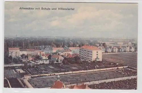 97910 Ak Altmockau mit Schule und Villenviertel Leipzig um 1920