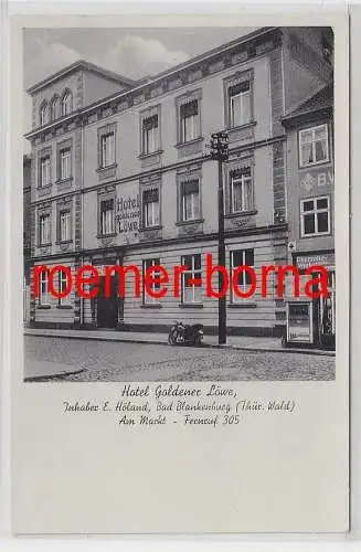 77610 Ak Bad Blankenburg Thür. Wald Hotel Goldener Löwe Am Markt um 1930