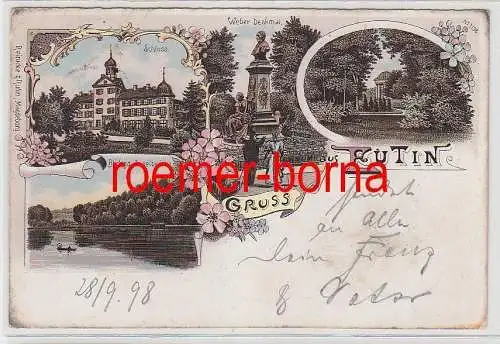 76404 Ak Lithografie Gruss aus Eutin Schloss, Weber Denkmal usw. 1898