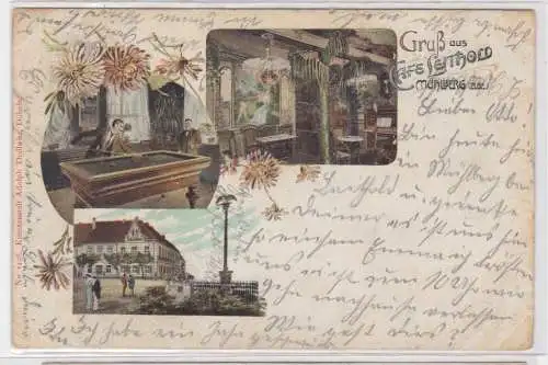 89299 Mehrbild Ak Gruss aus Café Leithold Mühlberg (Elbe) 1903