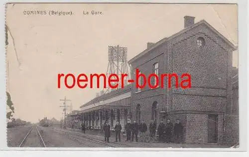 74727 Ak Comines (Belgique) Belgien La Gare Bahnhof 1917