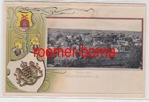 76618 geprägte Ak mit Wappen Gruss aus Grossöhrsdorf i.Sa. um 1900