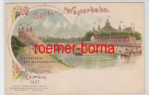 75138 Ak Lithographie Gruß von der Wasserbahn Leipzig 1897