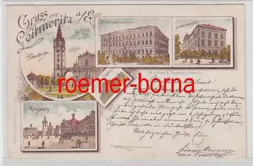 76025 Ak Lithografie Gruss aus Leitmeritz a.E. Ringplatz usw. 1897