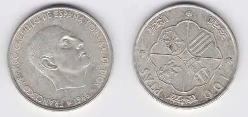 100 Pesetas Silber Münze Spanien 1966 (155829)