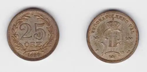 25 Öre Silber Münze Schweden 1899 (155658)