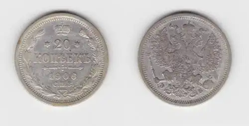 20 Kopeken Silber Münze Russland 1906 ss (155374)