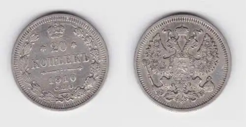 20 Kopeken Silber Münze Russland 1910 ss (155643)