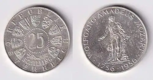 25 Schilling Silber Münze Österreich Mozart 1956 vz (166736)