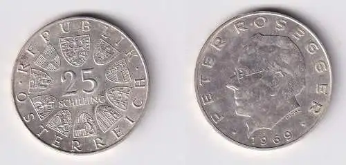 25 Schilling Silber Münze Österreich 1969 Peter Rosegger (144208)
