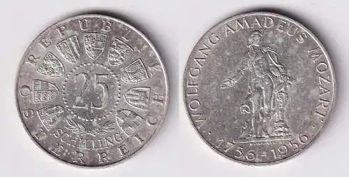 25 Schilling Silber Münze Österreich Mozart 1956 vz (166139)