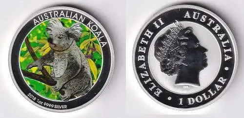 1 Dollar Silber Farbmünze Australien Koala 2018 1 Unze Ag 999 Stgl. (166536)