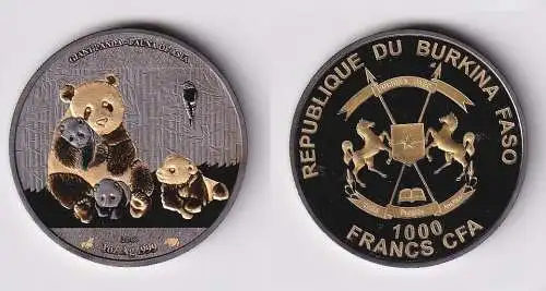 1000 Francs Silber Farb Münze Burkina Faso Panda 2016 PP (166048)